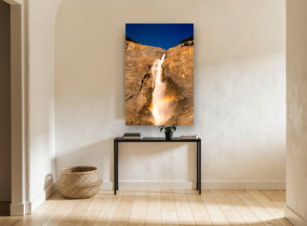 Rainbow Falls Cliff landscape canvas print on the wall of a hallway