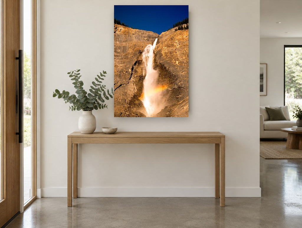 Rainbow Falls Cliff landscape canvas print on the wall of a entry hall