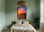 Ember Sky Sea Stacks coastal canvas print on the wall of a bedroom