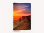 Ember Sky Sea Stacks, sunset sea stacks coastal photograph, coastal canvas wall art print ready to hang