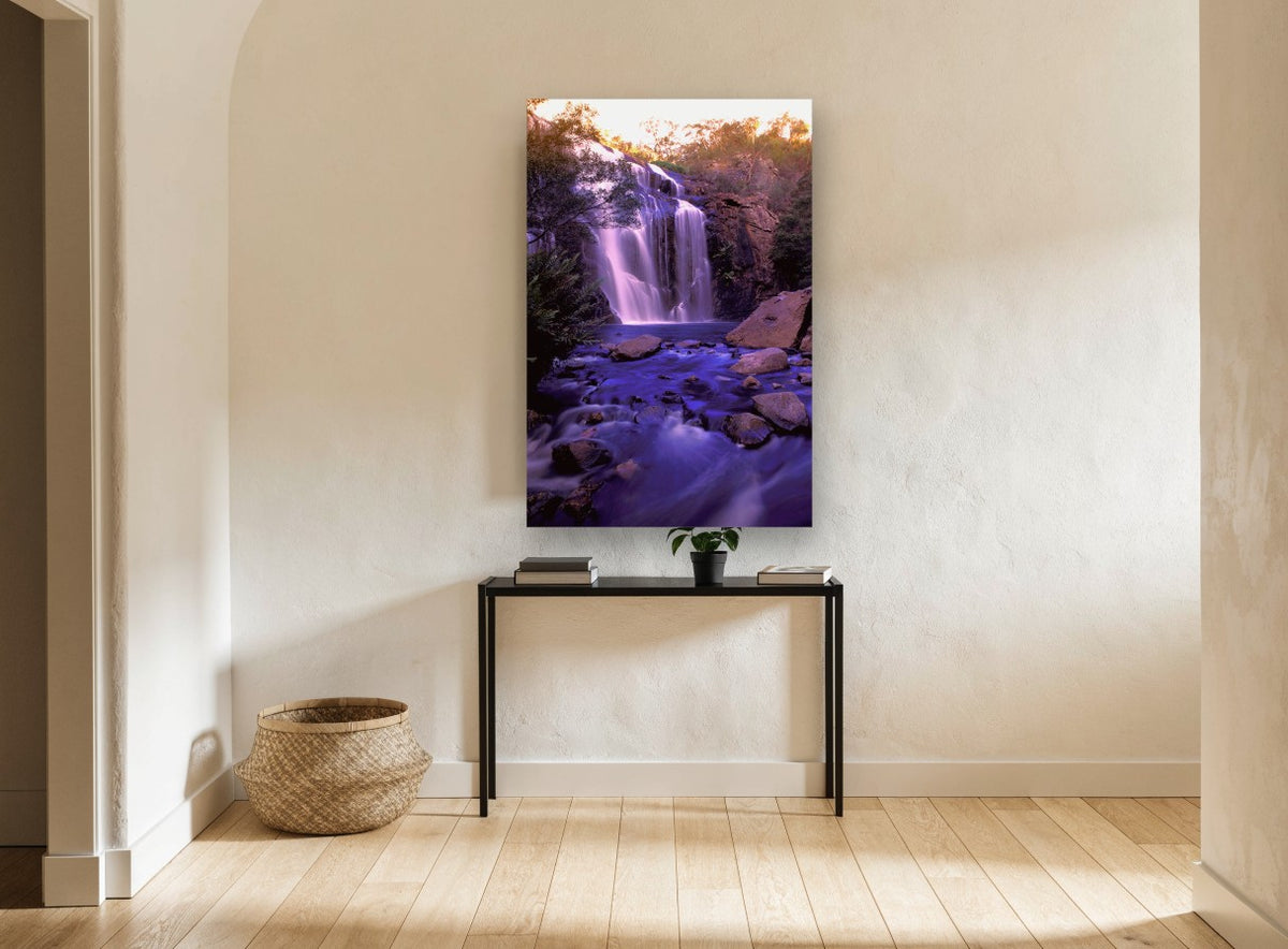 Violet Falls Pool landscape canvas print on the wall of a hallway