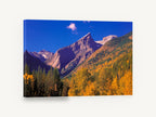 Golden Larch Valley, autumn mountain valley photograph, landscape canvas wall art print ready to hang