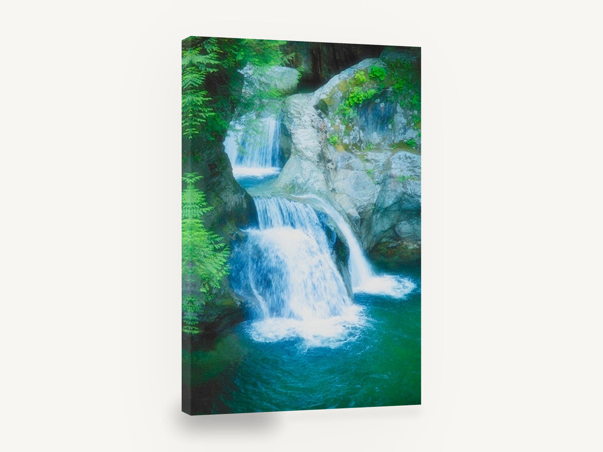 Twin Falls Pool, twin waterfall emerald pool photograph, landscape canvas wall art print ready to hang