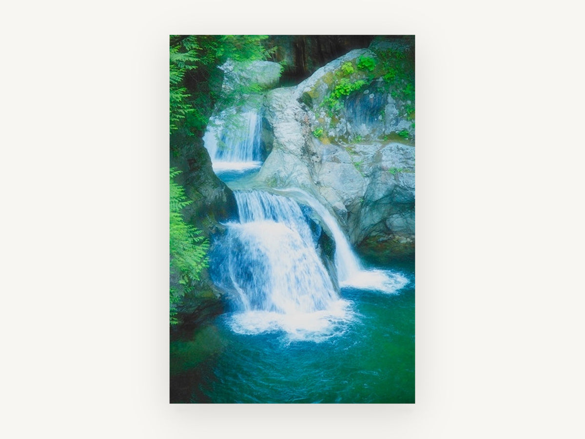 Twin Falls Pool, twin waterfall emerald pool photograph, landscape canvas wall art print, front view