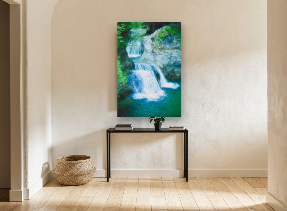 Twin Falls Pool landscape canvas print on the wall of a hallway