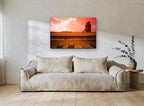 Grain Elevator Dusk landscape canvas print on the wall of a living room