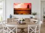 Grain Elevator Dusk landscape canvas print on the wall of a Hamptons dining room