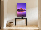 Violet Dawn Reflection landscape canvas print on the wall of a hallway