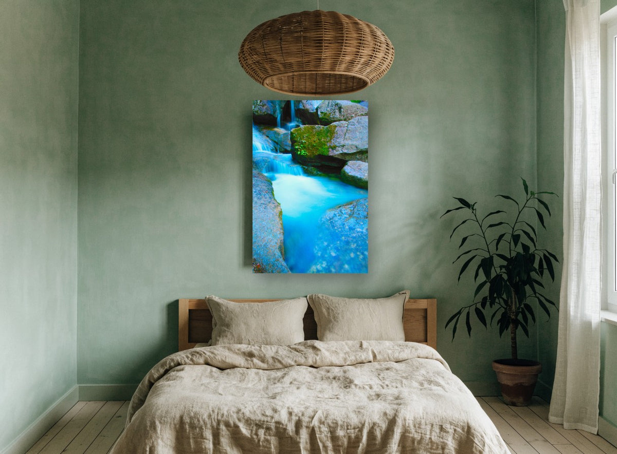 Turquoise Granite Pool landscape canvas print on the wall of a bedroom