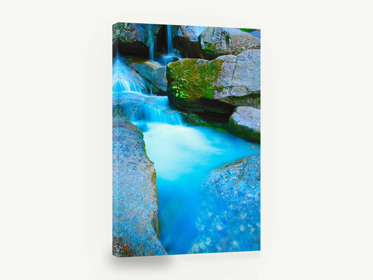 Turquoise Granite Pool, turquoise waterfall pool photograph, landscape canvas wall art print ready to hang