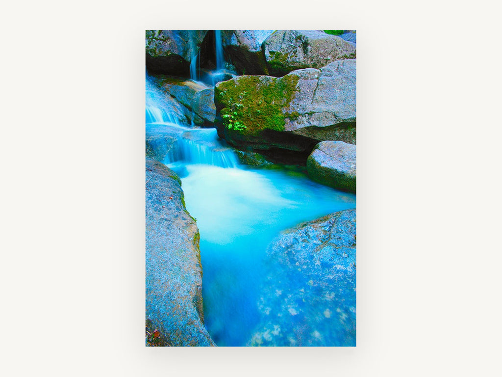 Turquoise Granite Pool, turquoise waterfall pool photograph, landscape canvas wall art print, front view