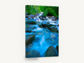 Silken Creek Boulders, forest creek long exposure photograph, landscape canvas wall art print ready to hang