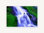 Silken Moss Cascade, moss waterfall long exposure photograph, landscape canvas wall art print, front view