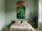 Twin Tulip Buds floral canvas print on the wall of a bedroom