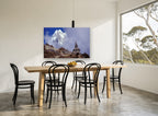 Stupa Beneath the Peak landscape canvas print on the wall of a dining room