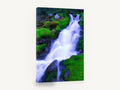 Mossy Cascade Veil, silky waterfall over mossy rocks photograph, landscape canvas wall art print ready to hang