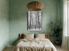 Snowbound Beech Grove landscape canvas print on the wall of a bedroom