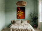 Palm Under Red Sky landscape canvas print on the wall of a bedroom