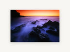 Misty Rocks at Dusk, coastal canvas wall art print, front view