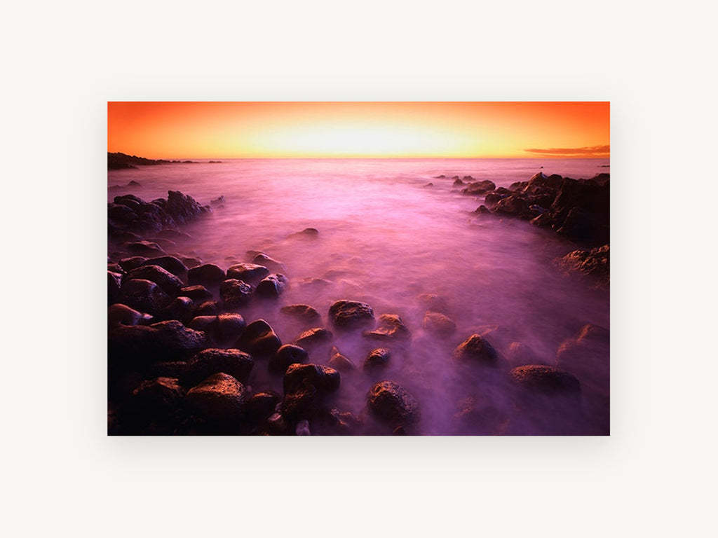 Violet Tide Sunset, coastal canvas wall art print, front view