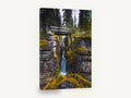 Gorge Bridge Falls, narrow gorge waterfall bridge photograph, landscape canvas wall art print ready to hang