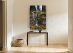 Gorge Bridge Falls landscape canvas print on the wall of a hallway