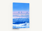 Three Sails Blue Horizon, sailboats on sparkling blue ocean photograph, coastal canvas wall art print ready to hang