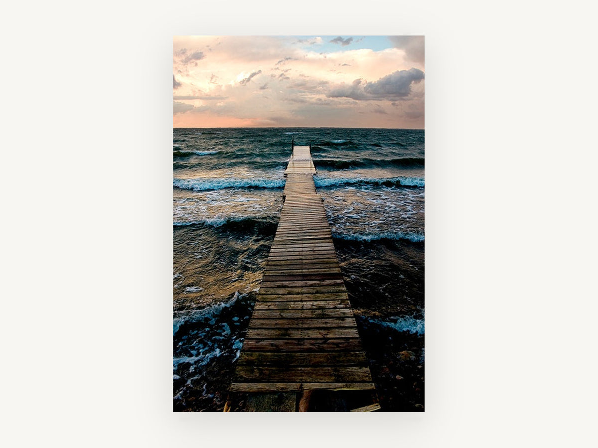Jetty into the Squall, coastal canvas wall art print, front view