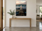 Jetty into the Squall coastal canvas print on the wall of a entry hall