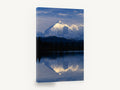 Alpenglow Mirror Lake, snowy mountain lake reflection photograph, landscape canvas wall art print ready to hang