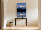 Alpenglow Mirror Lake landscape canvas print on the wall of a hallway