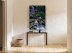 Mossy Cascade Stream landscape canvas print on the wall of a hallway