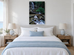 Mossy Cascade Stream landscape canvas print on the wall of a bedroom