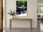 Silken Forest Cascade landscape canvas print on the wall of a entry hall