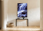 Silk Cascade Rocks landscape canvas print on the wall of a hallway