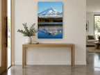 Snowcap Over Still Water landscape canvas print on the wall of a entry hall