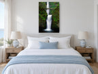 Bridge Over Falls landscape canvas print on the wall of a bedroom