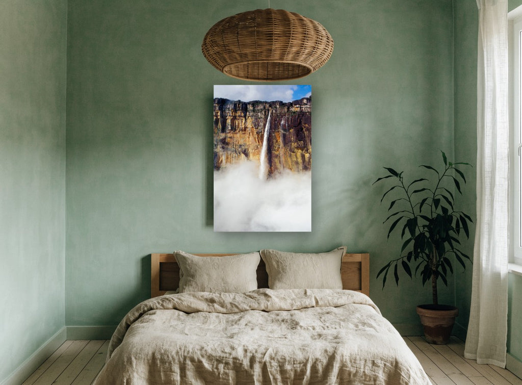 Cliff Veil Falls landscape canvas print on the wall of a bedroom