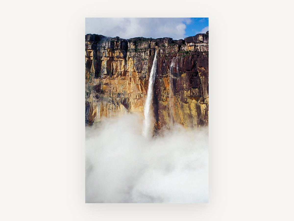 Cliff Veil Falls, waterfall over sandstone cliff photograph, landscape canvas wall art print, front view