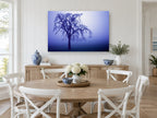 Indigo Fog Oak landscape canvas print on the wall of a Hamptons dining room