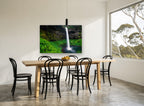 Veiled Basalt Falls landscape canvas print on the wall of a dining room