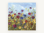 Meadow Under Blue Sky, floral canvas wall art print, front view