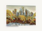 Autumn Park Towers, central park autumn skyline artwork, city canvas wall art print ready to hang
