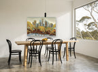 Autumn Park Towers city canvas print on the wall of a dining room