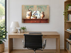 Terracotta Table Still Life kitchen canvas print on the wall of a study