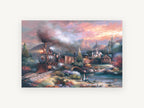 Mountain Express at Dusk, floral canvas wall art print, front view