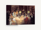 Candlelit Dinner Party, evening dinner party table painting, kitchen canvas wall art print ready to hang