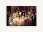 Candlelit Dinner Party, kitchen canvas wall art print, front view
