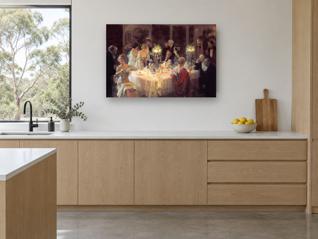 Candlelit Dinner Party kitchen canvas print on the wall of a kitchen