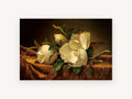 Magnolias on Brown Velvet, floral canvas wall art print, front view